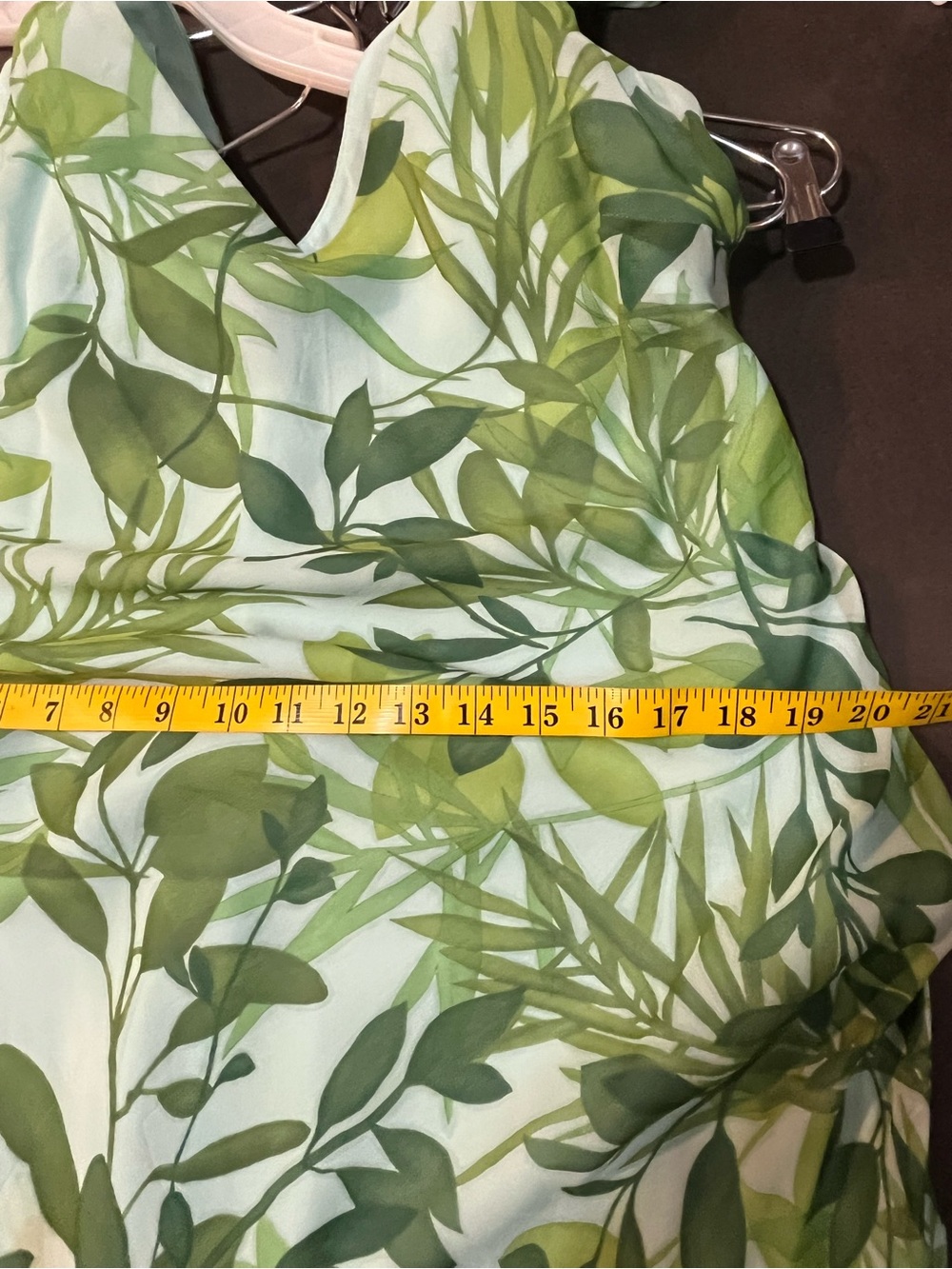 Ann Taylor Y2K 100% Silk Lined Sleeveless Green Leaf Print Maxi Dress Boho 10 - Picture 10 of 11